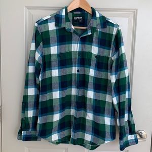 Express Men’s Medium Flannel Blue and Green